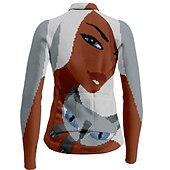 abordables Maillots pour femmes-Femme Maillot Velo Cyclisme manche longue Cyclisme Maillot Top avec 3 poches arrière VTT Vélo tout terrain Vélo Route Respirable Séchage rapide Evacuation de l&#039;humidité Bandes Réfléchissantes Noir