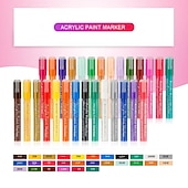 preiswerte Mal-, Zeichen- und Künstlerbedarf-Acrylstifte Farbmarker für Felsmalerei, Leinwand, Holz, Glas, Stoff, Metall, Kunststoff, Kunsthandwerk, Ostereier, Kürbis, Scrapbooking-Zubehör, Graffiti-Marker für Erwachsene und Kinder