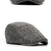 billiga Huvudbonader för herrar-Herr Platt mössa Tweed Keps Svart Kaffe Bomull Pärlor Splitsa Enkel Elegant och modernt Retro Gata Vardag Helgen Rand Bärbar Komfort Mode
