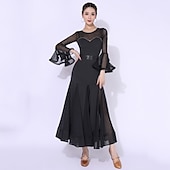 voordelige Standaard Balzaal-Ballroomdansen Kleding Gesplitst Kristallen / Bergkristallen Dames Prestatie Opleiding Lange mouw Polyester Netstof Spandex