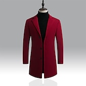 cheap Men&#039;s Trench Coat-Men&#039;s Winter Coat Overcoat Business Casual Winter Polyester Thermal Warm Windbreaker Outerwear Clothing Apparel Business Classical