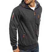 abordables sudaderas basicas hombre-Hombre Sudadera Sudadera con capucha y cremallera Chaqueta deportiva Táctico Azul marinero Rojo tinto Negro Blanco Azul Real Con Capucha Bloque de color Cremallera Fresco Invierno Ropa Sudaderas con