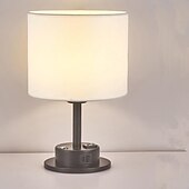 baratos candeeiro de mesa e chão-candeeiro de cabeceira com porta usb - candeeiro de mesa de controlo tátil para quarto candeeiro de cabeceira de madeira com abajur redondo de tecido de linho para sala de estar, dormitório, escritório em casa (lâmpada de led incluída)