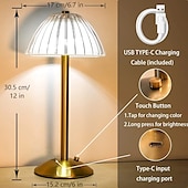 economico Lampade da tavolo-Lampada da tavolo a led ricaricabile bar ristorante vintage con porta di ricarica usb per illuminazione dimmer camera da letto