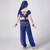 お買い得  キッズ用ダンスウェア-ベリーダンス 上着 スプライシング スパンコール 女の子 性能 訓練 半袖 ポリエステル スパンコール