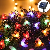 tanie Słoneczne światła sznurka-Solarne bee string lights zewnętrzne wodoodporne 12m-100led 7m-50led 6.5m-30led 8 trybów oświetlenie oświetlenie ogrodowe dekoracje świąteczne przyjęcie świąteczne drzewo ogrodowe dekoracja patio