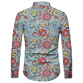 ieftine Model etnic-Bărbați Imprimeu Paisley Tribal Cămașă Cămașă Boho Camașă cu nasturi Manșon Lung Epocă Modă Șic Stradă Zilnic Plajă Concediu Primavara vara Toamna iarna Guler Pătrat Imprimeu Galben Roșu-aprins