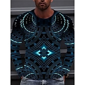 cheap 3D T shirts-Men&#039;s Graphic Prints Spiral Stripe T shirt Long Sleeve T shirt 3D Print Crew Neck Shirt Designer Casual Big and Tall Daily Holiday A B C Spring &amp;  Fall Clothing Apparel S M L XL XXL 3XL 4XL