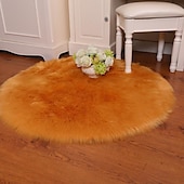 abordables tapis salon et chambre-Tapis en peluche doux coussin de chaise de couleur unie coussin de couverture de chevet de chambre à coucher tapis rond