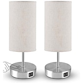 baratos candeeiro de mesa e chão-Lâmpadas de cabeceira com porta de carregamento usb sensor de toque para quarto sala de leitura proteção para os olhos moderno contemporâneo estilo nórdico