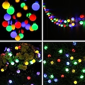 cheap Solar String Lights-Mini Globe String Lights Solar LED Fairy String Lights Waterproof 12M 7M 6.5M 8 Modes Lighting Outdoor Garden Decoration Light Christmas Tree Hanging Lights Balcony Yard Wedding Party Holiday Decor