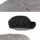 お買い得  メンズハット-男性用 ベレー帽 キャスケット ブラック カーキ色 コットン プリント シンプル 1920年代のファッション ホリデー ストリート 日常着 週末 縞 携帯用 履き心地よい ファッション