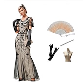olcso Öltözetek-Vintage-inspirált A nagy Gatsby Hosszú hossz Flapper ruha Ruhák Felszerelések Illúzió A nagy Gatsby Esküvői Vendég Flitter Flitter V-alakú Női Mindszentek napja Álarcos mulatság Halloween Party