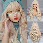 abordables Perruques Synthétiques Sans Bonnet-longue perruque vert foncé avec une frange ombre perruque verte bouclée pour les femmeslongue perruque cosplay vert foncé synthétique naturel à la recherche de perruques quotidiennes et de fête de