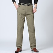 Herre Dressbukser Bukser Lomme Rett ben عادي Komfort Pustende Full lengde Bryllup Avslappet Daglig 100 % bomull Sport Stilfull Militærgrønn Svart Høy Midje Uelastisk billige Slank-Herre Dressbukser Bukser Lomme Rett ben عادي Komfort Pustende Full lengde Bryllup Avslappet Daglig 100 % bomull Sport Stilfull Militærgrønn Svart Høy Midje Uelastisk