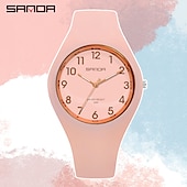 cheap Quartz Watches-SANDA  Womens Watches Casual Fashion Quartz Watch Waterproof Drop Resistant HD Digital Scale Display Women Clock 6056