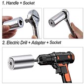 cheap Wrench-2pc 7-19mm Universal Socket Wrench, Multi-function Ratchet, Hand Drill Motorcycle Repair Socket, Magic Socket Spark Plug