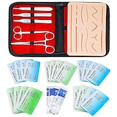 economico Forniture per ufficio-kit completo per la pratica della sutura per l&#039;addestramento alla sutura, incluso un grande tampone di sutura in silicone con ferite pretagliate e kit di strumenti di sutura