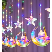 رخيصةأون يعمل بالكهرباء-3m star &amp;amp;أضواء ستائر القمر LED، أضواء ستائر عيد الميلاد المجيد، ديكورات للمنزل، الأحداث&amp;amp; حزب