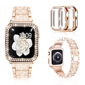 cheap Apple Watch Bands-[1+2Pack] Jewelry Bracelet Compatible with Apple Watch band 38mm 40mm 41mm 42mm 44mm 45mm 49mm with Case Bling Diamond Rhinestone Strap Replacement Wristband for iwatch Series Ultra 8 7 6 5 4 3 2 1 SE