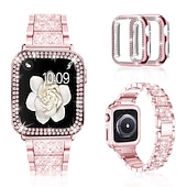 cheap Apple Watch Bands-[1+2Pack] Jewelry Bracelet Compatible with Apple Watch band 38mm 40mm 41mm 42mm 44mm 45mm 49mm with Case Bling Diamond Rhinestone Strap Replacement Wristband for iwatch Series Ultra 8 7 6 5 4 3 2 1 SE