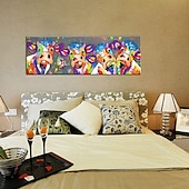 cheap Animal Paintings-Oil Painting 100% Handmade Hand Painted Wall Art On Canvas Colorful Cattles Animal Series Modern Abstract Home Decoration Decor Rolled Canvas No Frame Unstretched 150*50cm