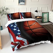 billige Dynetrekk sett-3d sengetøy sport basketball baseball print dynetrekk sengesett dynetrekk med 1 print print dynetrekk eller trekk， 2 putevar for dobbel/dronning/konge