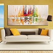 abordables Peintures paysages-Mintura main bateau paysage peintures à l&#039;huile sur toile mur art décoration moderne abstrait image pour la décoration intérieure roulé sans cadre non étiré peinture