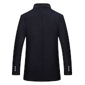 preiswerte Herren-Blazer &amp; -Anzüge-Herren Wintermantel Wollmantel Mantel Freizeitskleidung Ausgehen Winter Herbst POLY warm halten Draussen Oberbekleidung Bekleidung Modisch Warm-Ups Einfarbig Tasche Ständer Einreihiger Verschluss
