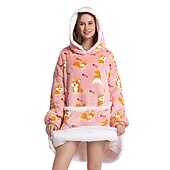 cheap Wearable Blanket-Womened Blanket Wearable Blanket, Sleepwear Fleece Sherpa Blanket Sweatshirt with Pocket and Sleeves