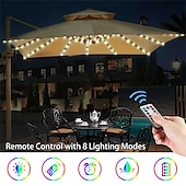 ieftine Acumulatoare-lumini pentru umbrelă de terasă în aer liber 104 led-uri 16 culori 4 moduri de iluminat umbrelă fără fir cu baterie telecomandă lumini de stâlp de exterior impermeabile pentru umbrele de terasă