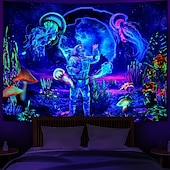 Χαμηλού Κόστους Μαύρισμα ταπετσαρία-blacklight ταπετσαρία uv αντιδραστική λάμψη στη σκοτεινή λάμψη πάρτι νέον αστροναύτη ψυχεδελικό trippy ομιχλώδες κρεμαστή ταπετσαρία τοίχου τοιχογραφία για κρεβατοκάμαρα σαλονιού