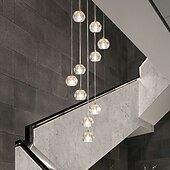 olcso Csillárok-csillár led kristály 10 fényű 35 cm-es süllyesztett lámpák csigalépcső hosszú csillár villa lépcső fény duplex csillár 10-120v / 220-240v /g9
