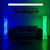 economico lampada da tavolo e da terra-lampada da terra intelligente, lampada alta rgb da 61&quot;, lampadine intelligenti a led dimmerabili e cambia colore rgbw e paralume in tessuto bianco, con telecomando, lampada da terra per soggiorno, camera da letto e sala giochi