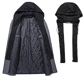 baratos Trench coat masculino-Homens Casaco de inverno Casaco de lã Casaco Roupa Diária Para Noite Inverno Lã Térmico / Quente Lavável agasalhos Roupa Moda Aquecimento Cor Sólida Capuz removível Com Capuz Não Trespassado