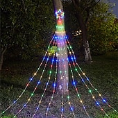abordables Bandes de vacances-Guirlandes Lumineuses en Étoile pour Décorations Extérieures 9X2M 180LED Lumières de Fée Arbre Cascade avec Étoile Supérieure Pour Guirlande Fête de Jardin Vacances Noël Lumière Colorée AC220V Prise