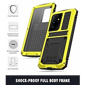 cheap Samsung Cases-Phone Case For Samsung Galaxy S23 S22 S21 S20 Plus Ultra Note 20 Ultra A32 Full Body Case with Stand Holder Dustproof Military Grade Protection Solid Colored Armor Tempered Glass Metal Aluminium