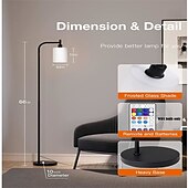 cheap Table&amp;Floor Lamp-LED Floor Lamp with Suspended Frosted Glass Lampshade and Unique Intelligent or Dual Color LED Bulb Suitable for High Pole Lamp in Bedroom Living Room and Office AC220V AC110V