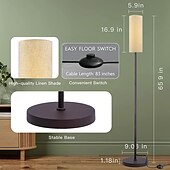 abordables lámpara de mesa y de piso-lámpara de pie led para sala de estar dormitorio lámpara de pie inteligente con alexa aplicación asistente de google control remoto lámpara de pie moderna alta con pantalla de lino bombilla de 16