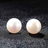 abordables Boucles D&#039;oreilles-Femme Blanc Perle d&#039;eau douce Boucles d&#039;oreille Clou Bijoux Fins Classique Précieux à la mode simple S925 argent sterling Des boucles d&#039;oreilles Bijoux Blanche Pour Mariage Fiançailles 1 paire