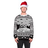 abordables Sudaderas y sudaderas con capucha divertidas-Papá Noel Gato Hombre de pan de jengibre Suéter de navidad Sudadera Hombre Mujer Navidad Navidad Carnaval Mascarada Nochebuena Adultos Fiesta Navidad Poliéster Cima