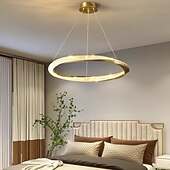 economico Luci a sospensione-lampada a sospensione a led cerchio design rotondo, lampadario a led moderno in cristallo da 60 cm per soggiorno design creativo di lusso lampada in oro lampada a sospensione rotonda con isola da