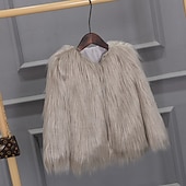 abordables Vestes et manteaux pour filles-Manteau en fausse fourrure Bébé Fille Couleur unie Actif Ecole Polyester Manteau Vêtements d&#039;extérieur 7-13 ans Hiver Biège
