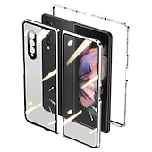 Χαμηλού Κόστους Samsung Θήκη-Θήκη τηλεφώνου για Samsung Galaxy Z Fold 5 Z Fold 4 Z Fold 3 Z Fold 2 με μαγνητική προσκόλληση αναστρέψιμη καθρέφτη διαφανής διαφανές γυαλί tempered μέταλλο