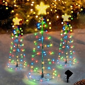 economico Luci di Natale-albero di natale con luci luci di via all&#039;aperto solare 50 led luci di palo a led lampade a stringa giardino esterno albero di natale in metallo 6 m / 19,7 pollici