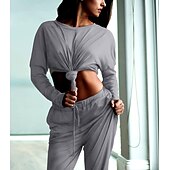 cheap Tracksuits-Women&#039;s Tracksuit Sweatsuit Drawstring Athleisure Long Sleeve Polyester Soft Running Jogging Sportswear Activewear Black Rosy Pink Watermelon / Sweatshirt / Stretchy