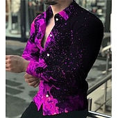 abordables Modèle 3D-Homme Flamme Chemise Chemise boutonnée manche longue Mode Design Décontractées du quotidien Vacances Sortie Printemps été Col rabattu Impression 3D Bouton bas Jaune clair Jaune Violet Vert