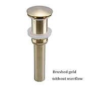 cheap Pop Up Drains-Brass Pop Up Sink Drain Stopper with Overflow Bathroom Faucet Vessel Vanity Sink Drainer