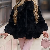 billiga Ytterplagg-Småbarn Flickor Faux Fur Coat Ensfärgat Mode Utomhus Bomull Täcka Ytterkläder 3-7 år Vinter Svart Rodnande Rosa Ljusgrå