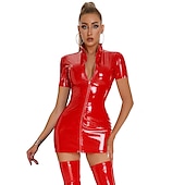 ieftine Costume de dans-Costum de Dans Imbracaminte de dans exotice dans la bară Rochie Lanț metalic Culoare Pură Despicare Pentru femei Performanță Antrenament Manșon scurt Căzut Poliester PU